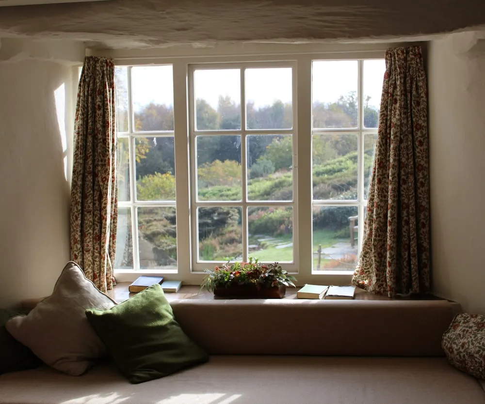 Bay window with a bench seat filling a room with natural light